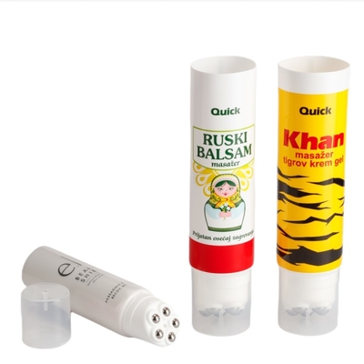 Cosmetic Plastic Packaging Soft Tube Massage Tube with Stainless Steel Ball Roller