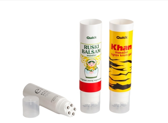 Cosmetic Plastic Massage Tube with Stainless Steel Ball Roller Cosmetic Packaging Tube
